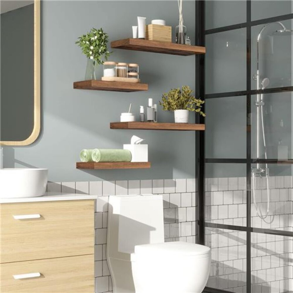 Floating Shelves for Wall, Wall Mounted Shelf Set of 2, 15.7" Hanging - Picture 4 of 7